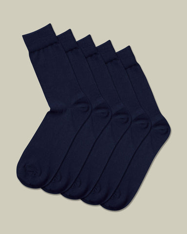 Senior Navy Ankle Socks 5pk